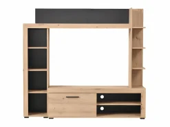 Vente-unique Mueble de TV con almacenaje BATLIMORE - Color: Roble Gris antracita / Color natural claro Sale