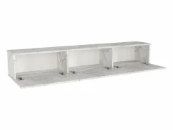 Vente-unique Mueble Tv|Mueble de TV de pared con 3 puertas - Efecto mármol - VIKILA