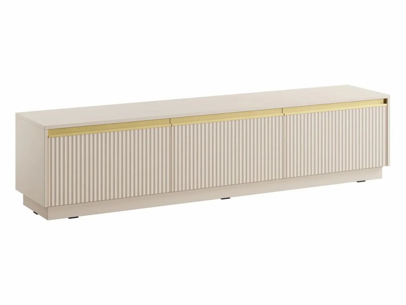 Vente-unique Mueble Tv|Mueble de TV flotante o de pie con 3 puertas de MDF - y Dorado - POSINIA