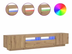 Mueble de TV luces LED madera roble artisan 200x35x40 cm^vidaxl Best