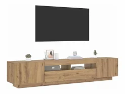 Mueble de TV luces LED madera roble artisan 200x35x40 cm^vidaxl Best