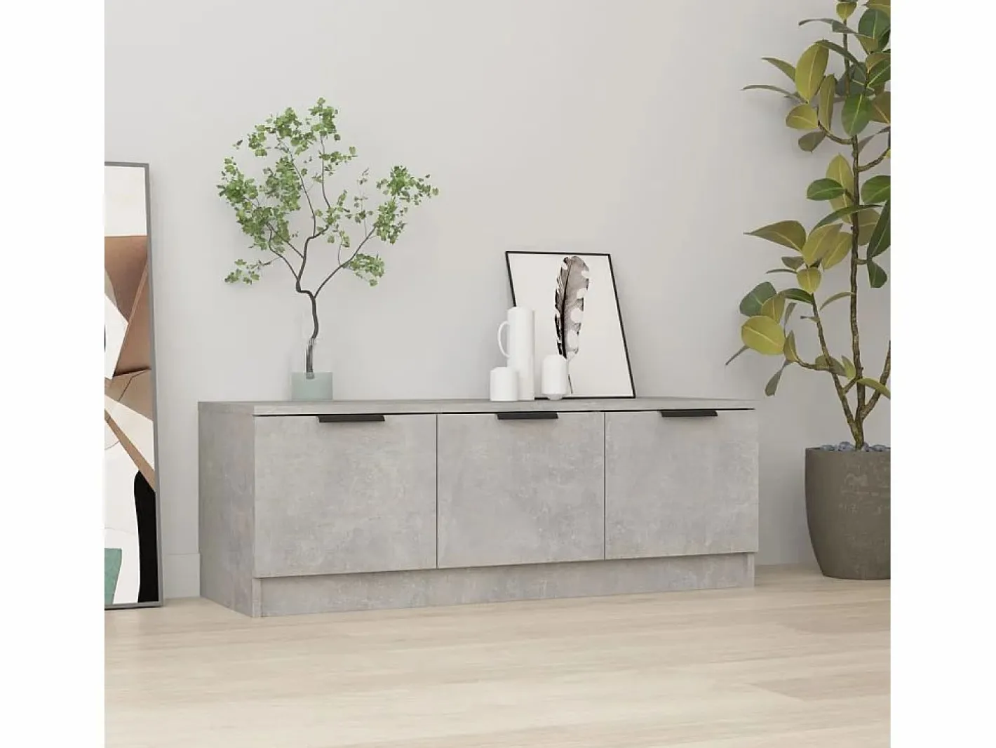 Mueble de TV madera contrachapada hormigón 102x35x36,5 cm^Clicnbuy Outlet
