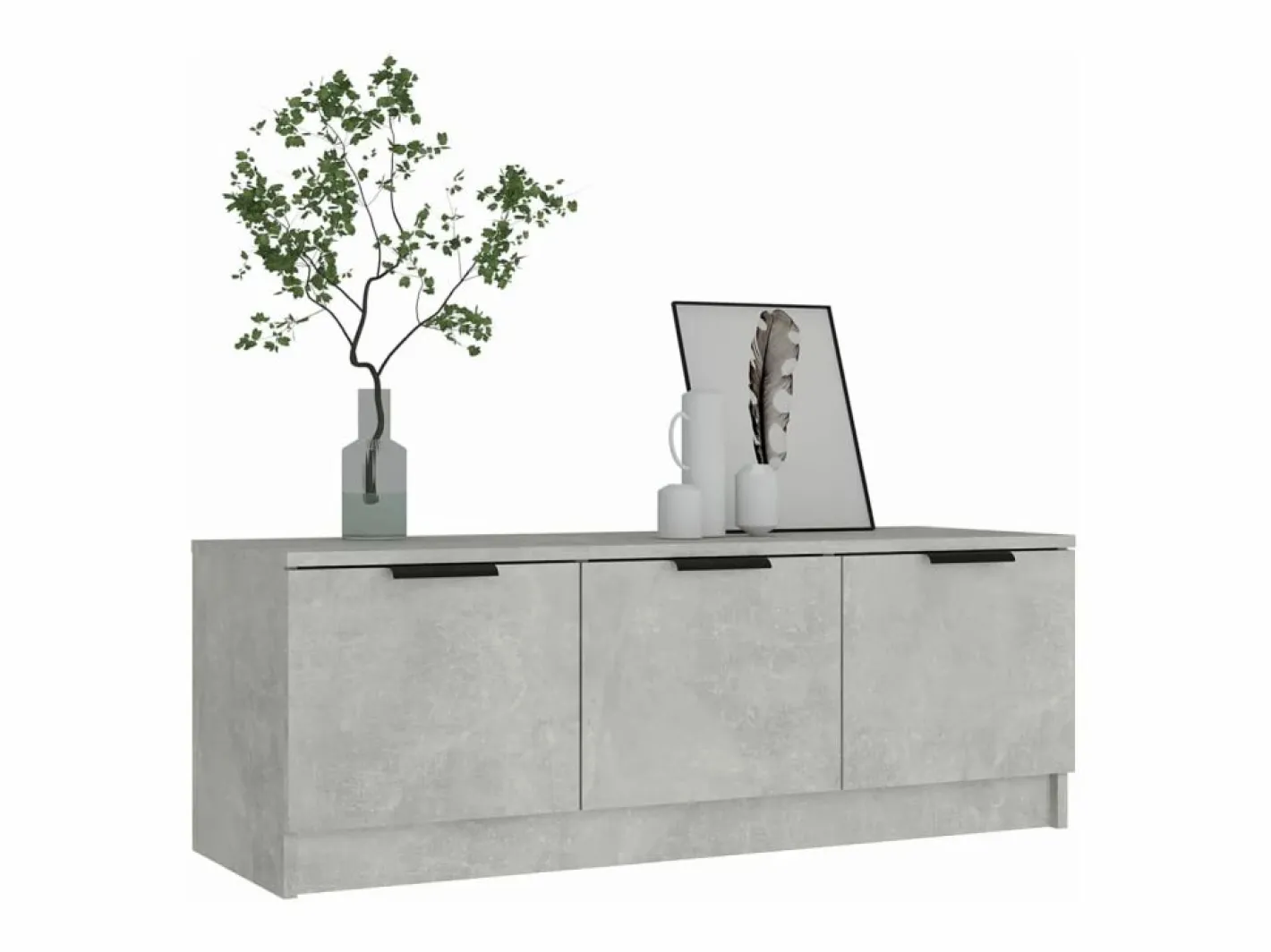 Mueble de TV madera contrachapada hormigón 102x35x36,5 cm^Clicnbuy Outlet