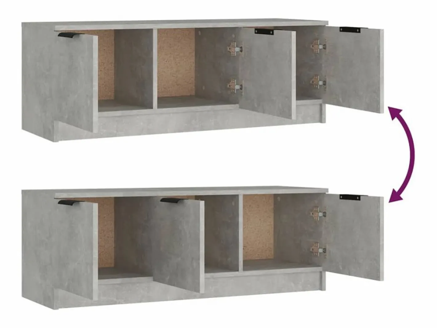 Mueble de TV madera contrachapada hormigón 102x35x36,5 cm^Clicnbuy Outlet