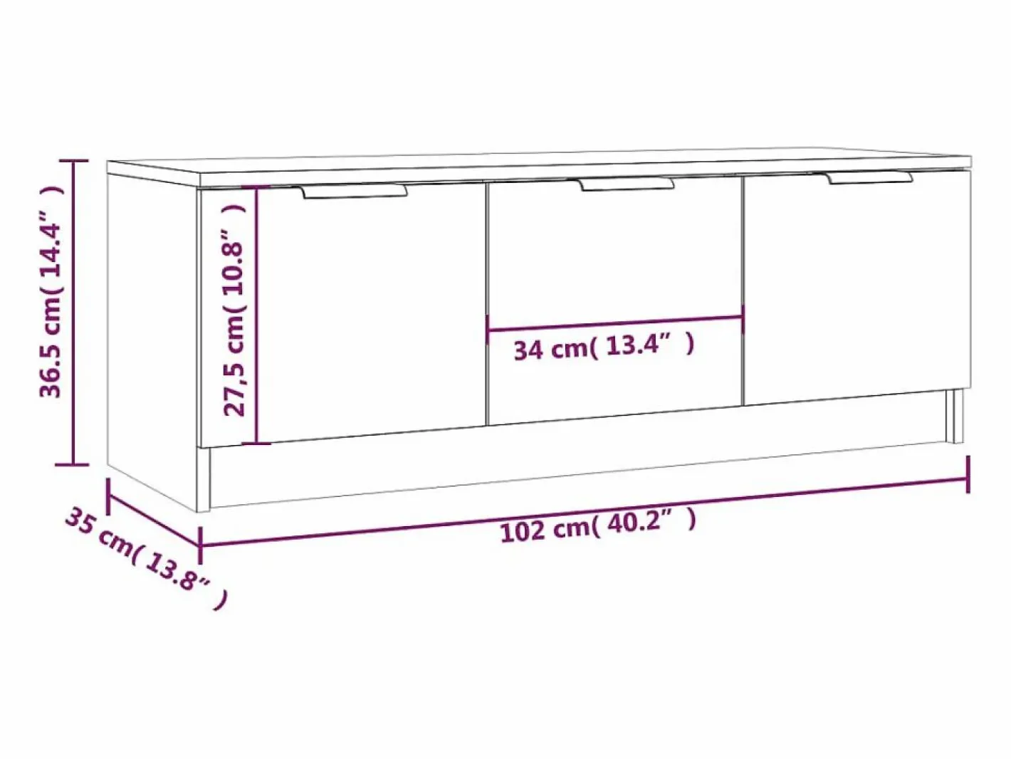 Mueble de TV madera contrachapada hormigón 102x35x36,5 cm^Clicnbuy Outlet