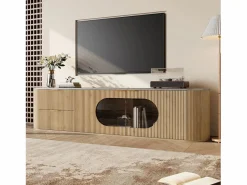 ModernLuxe Mueble de TV moderno aspecto madera - 172x38x45,5 cm - 2 puertas y 2 cajones - Tablero efecto mármol - MDF - Natural Color natural claro Best