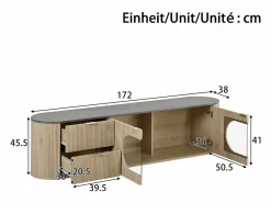 ModernLuxe Mueble de TV moderno aspecto madera - 172x38x45,5 cm - 2 puertas y 2 cajones - Tablero efecto mármol - MDF - Natural Color natural claro Best