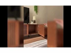 Mueble de TV moderno de 75", con gran espacio de almacenamiento, consola multimedia de 240 cm, para salón y dormitorio, color nogal^ Clearance