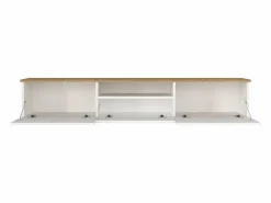 Vente-unique Mueble Tv|Mueble de TV suspendido con 3 puertas y 1 hueco - Blanco y natural - LOTULA