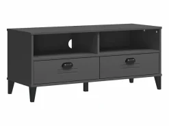 Mueble de TV VIKEN de madera maciza de pino gris antracita Marru00f3n Outlet