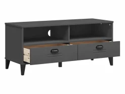 Mueble de TV VIKEN de madera maciza de pino gris antracita Marru00f3n Outlet
