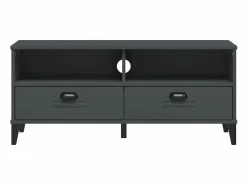 Mueble de TV VIKEN de madera maciza de pino gris antracita Marru00f3n Outlet