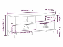 Mueble de TV VIKEN de madera maciza de pino gris antracita Marru00f3n Outlet