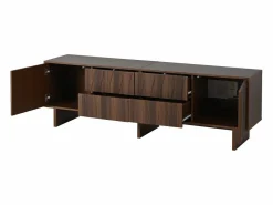 ModernLuxe Mueble Tv|Mueble de TV 180x40x56 cm - 4 cajones y 2 puertas - diseño ondulado - tableros de partículas - color nogal oscuro