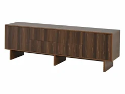 ModernLuxe Mueble Tv|Mueble de TV 180x40x56 cm - 4 cajones y 2 puertas - diseño ondulado - tableros de partículas - color nogal oscuro