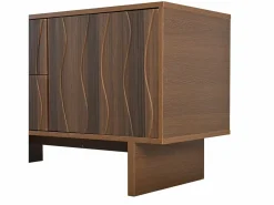 ModernLuxe Mueble Tv|Mueble de TV 180x40x56 cm - 4 cajones y 2 puertas - diseño ondulado - tableros de partículas - color nogal oscuro