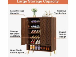 Tribesigns Mueble de zapatos con 2 puertas, mueble de almacenamiento de zapatos de 6 niveles, separadores ajustables, para el recibidor, salón, marrón Marru00f3n chocolate Outlet