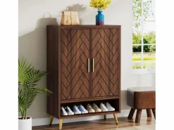 Tribesigns Mueble de zapatos con 2 puertas, mueble de almacenamiento de zapatos de 6 niveles, separadores ajustables, para el recibidor, salón, marrón Marru00f3n chocolate Outlet