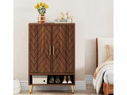 Tribesigns Mueble de zapatos con 2 puertas, mueble de almacenamiento de zapatos de 6 niveles, separadores ajustables, para el recibidor, salón, marrón Marru00f3n chocolate Outlet