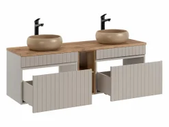 Petits-Meubles Mueble doble lavabo 140 cm 2 nichos Zelie Cachemira y Madera Beige Discount