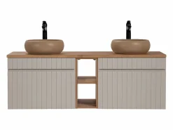 Petits-Meubles Mueble doble lavabo 140 cm 2 nichos Zelie Cachemira y Madera Beige Discount