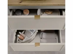Petits-Meubles Mueble doble lavabo 140cm 3 compartimientos Alba Cachemira Beige New