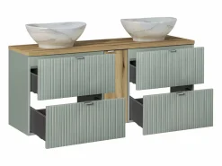 Petits-Meubles Mueble doble lavabo 140cm 4 cajones Jade y Madera Verde New