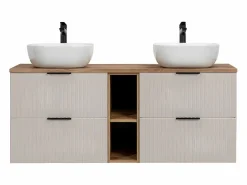 Mueble doble lavabo 140cm 2 compartimientos Adriel Cachemira y Madera^Petits-Meubles