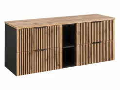 Mueble doble lavabo 140cm 2 compartimientos Gaia Madera y - Lavabo^Petits-Meubles Outlet