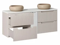Petits-Meubles Mueble doble lavabo 140cm 4 cajones Riva Cachemira y Blanco Beige