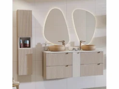 Petits-Meubles Mueble doble lavabo 140cm 4 cajones Riva Cachemira y Blanco Beige