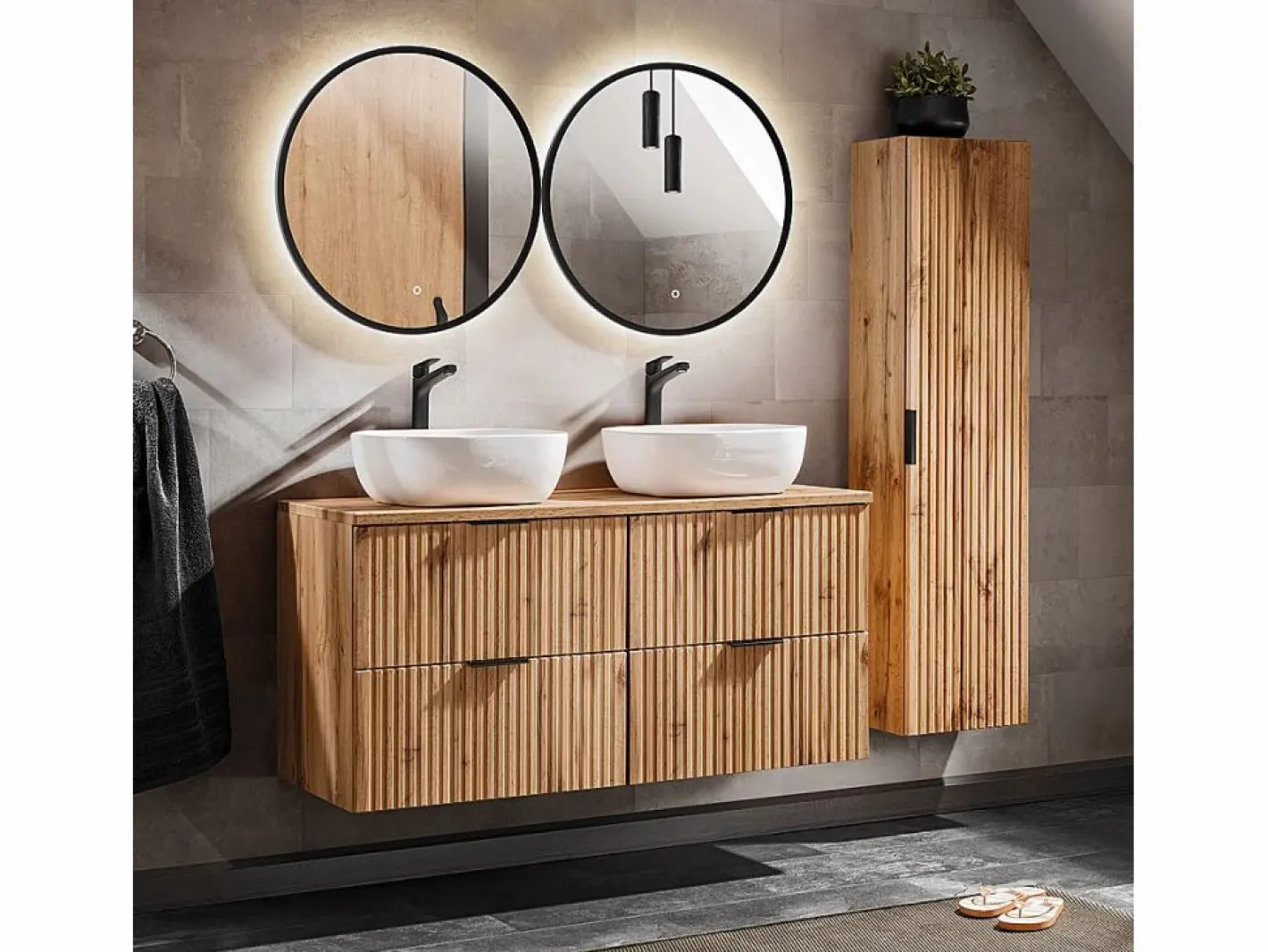 Petits-Meubles Mueble doble lavabo 120cm Adriel Madera Color natural claro New