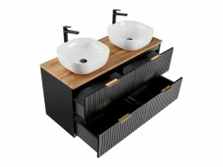 Petits-Meubles Mueble doble lavabo 120cm Adriel Negro y Madera Negro / Color natural claro Outlet