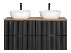 Petits-Meubles Mueble doble lavabo 120cm Adriel Negro y Madera Negro / Color natural claro Outlet