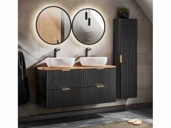 Petits-Meubles Mueble doble lavabo 120cm Adriel Negro y Madera Negro / Color natural claro Outlet