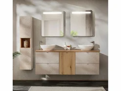 Petits-Meubles Mueble doble lavabo 160cm cesto de ropa Manoa Cachemira y madera Beige Hot
