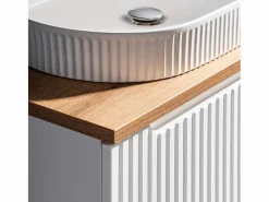 Petits-Meubles Mueble doble lavabo 160cm cesto Riva Blanco y Madera Color natural claro Outlet