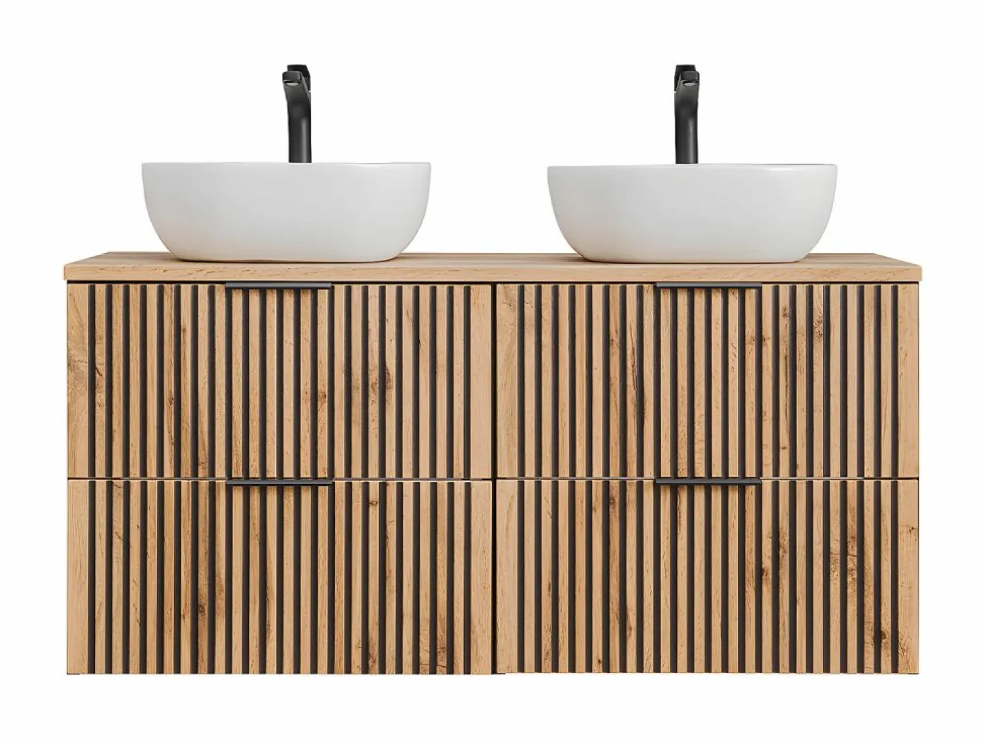 Petits-Meubles Mueble doble lavabo 120cm Gaia Madera y Negro Clearance