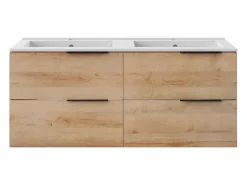 Mueble doble lavabo con columna - Acabado natural claro - 120 cm - NISAYA^Vente-unique Sale