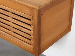 Vente-unique Conjunto De Baño|Mueble doble lavabo de madera de acacia y espejos - 130 cm - PENEBEL