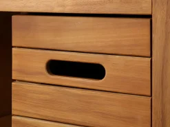 Vente-unique Mueble doble lavabo de madera de acacia - 90 cm - 1 espejo - 60 x 60 cm - PULUKAN Color natural oscuro Discount