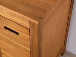 Vente-unique Mueble doble lavabo de madera de acacia - 90 cm - 1 espejo - 60 x 60 cm - PULUKAN Color natural oscuro Discount