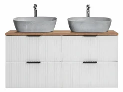 Petits-Meubles Mueble doble lavabo efecto piedra 120 cm Adriel Blanco Discount