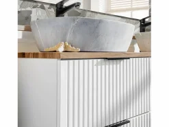 Petits-Meubles Mueble doble lavabo efecto piedra 120 cm Adriel Blanco Discount