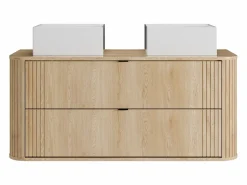 Mueble doble lavabo suspendido con lavabo cuadrado sobre encimera, natural claro, 120 cm, FILOR^Vente-unique Hot