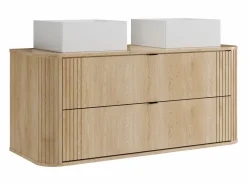Mueble doble lavabo suspendido con lavabo cuadrado sobre encimera, natural claro, 120 cm, FILOR^Vente-unique Hot