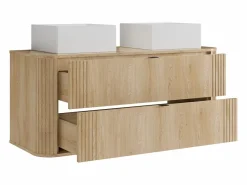 Mueble doble lavabo suspendido con lavabo cuadrado sobre encimera, natural claro, 120 cm, FILOR^Vente-unique Hot