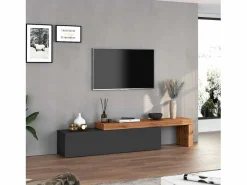 Mueble extensible para TV Chronos con 1 puerta abatible antracita/roble 190/350x40x51 cm^ Outlet