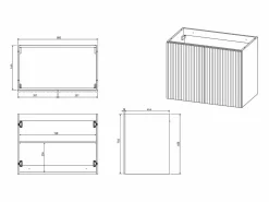 Mueble flotante bajo lavabo estriado , L80 cm, ZILGA^Vente-unique