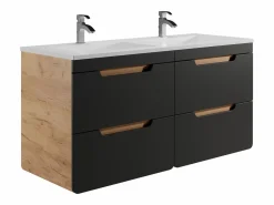 Mueble flotante con lavabo integrado, natural y antracita, 120 cm, ARUBA^Vente-unique Discount